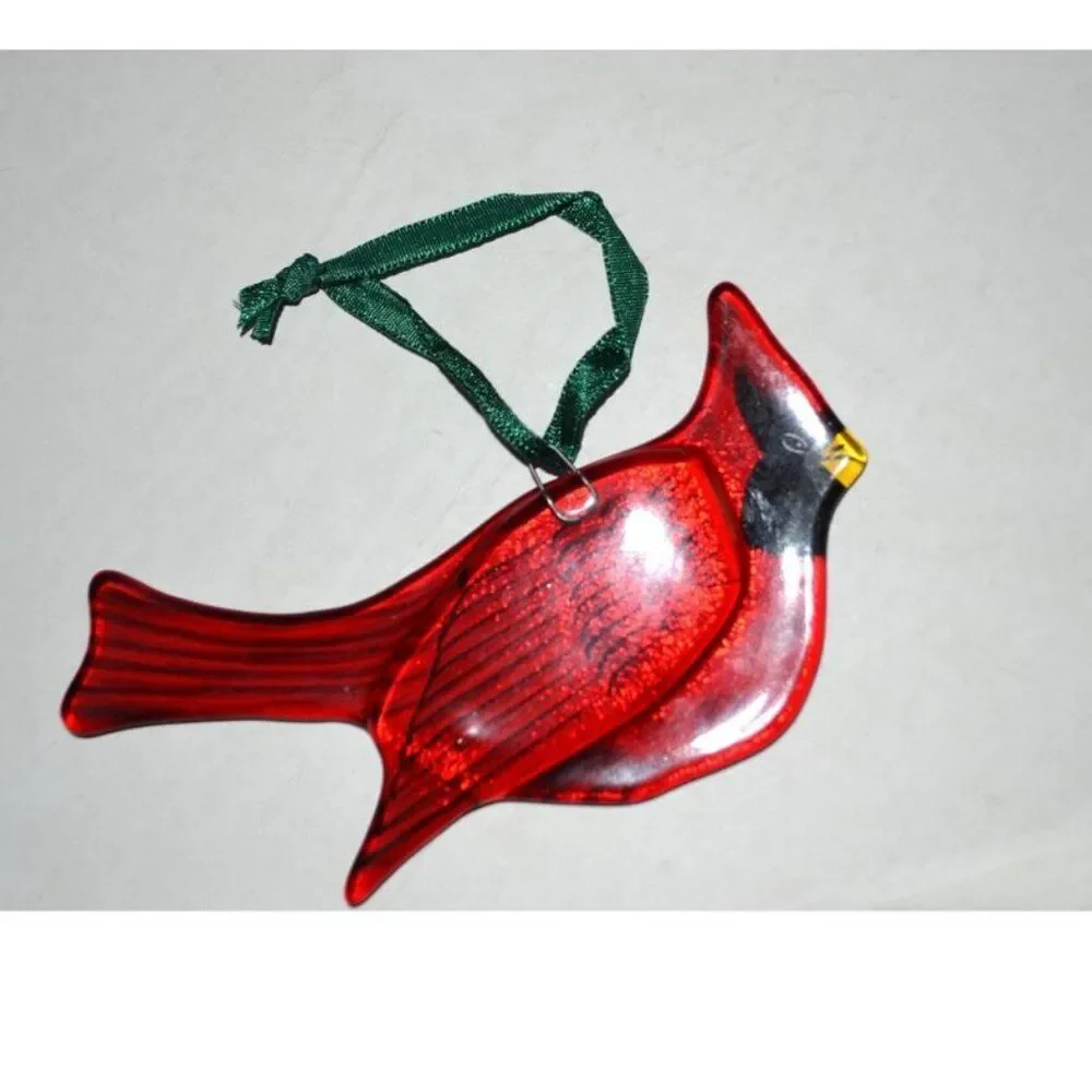 Set Of 3 Red Cardinals Christmas Tree Ornaments In Box Unbranded